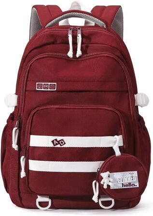 Дитячий рюкзак для школи дівчинки-підлітка, водонепроникний, легкий, великий, модний - (Червоний)