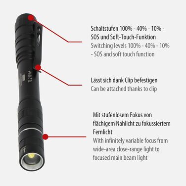 Акумуляторний LED ліхтар Brennenstuhl LuxPremium TL 210 AF з яскравим світлодіодом Osram, 200 лм, до 13 годин роботи, дальність 55 м, захист IP44 від пилу та бризок, ручний ліхтар