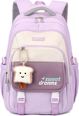 Шкільний рюкзак для дівчаток 2-10 класів, 32L, легкий дитячий рюкзак | Дихаюча спинка | М'які лямки | Брест-стрічка, ранці для школи, рюкзак для підлітків 8+ років, фіолетовий