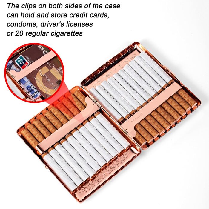 Металеве табакерка в стилі ретро, рожевий, для 20 сигарет 100mm, захисний портмоне