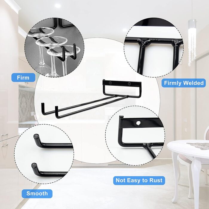 Настінний тримач для келихів вина, полиця для келихів, органайзер для келихів, 30 см, 1 ряд (B)