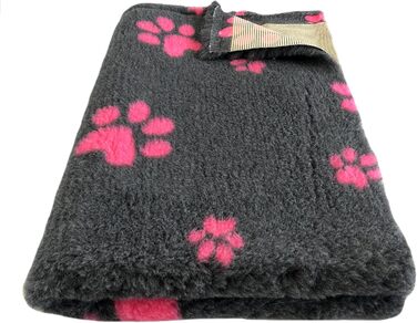 Килимок для собак Elropet Vetbed - преміум якість, 22 мм, для малих та великих собак. Розміри S/M/L (M 100x80 см, темно-сірий + рожева лапка)