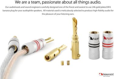 Позолочені бананові конектори Nakamichi 24K для акустичних кабелів 12-18 AWG, 4мм, для підсилювача, Hi-Fi ресивера та домашнього кінотеатру, 10 шт (5 пар)