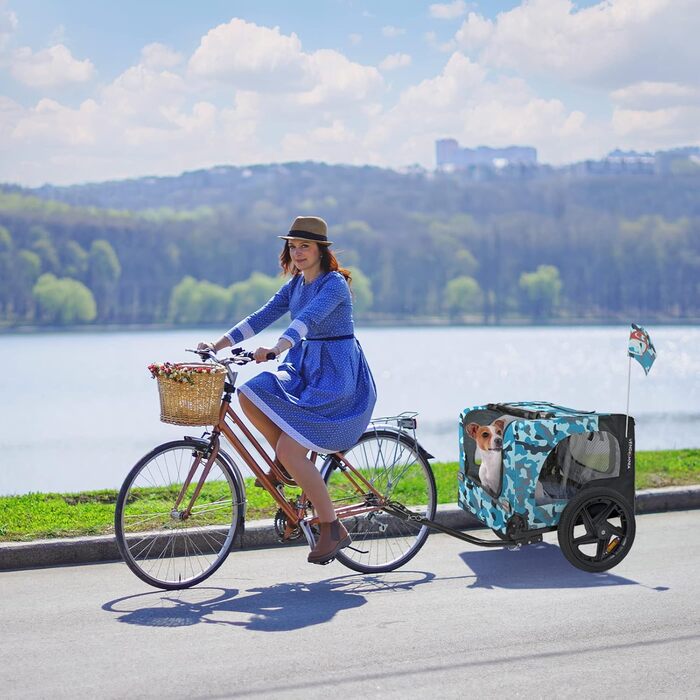 Фаркоп-перетяжка для собак на велосипед, складаний, з прапорцем та ременем, кольори: червоний, пісочний, м'ятний, фіолетовий, військовий блакитний, військовий зелений