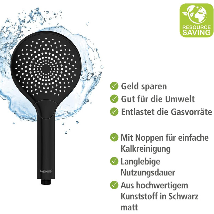 Water-Saving Showerhead Wood (Matte Black)