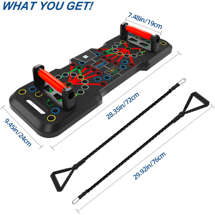CRAZYROPE Foldable 41-in-1 Push Up Board with Counter, Wide Push-Up Board with Handle for Muscle Training and Strength Training, 41 Combination Positions Countable Model with Resistance Bands
