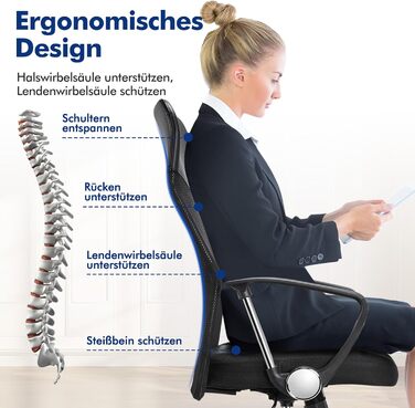 Офісне крісло Yaheetech з високою спинкою, ергономічне, регульоване по висоті, з м'яким сидінням, до 135 кг, сітка, чорний