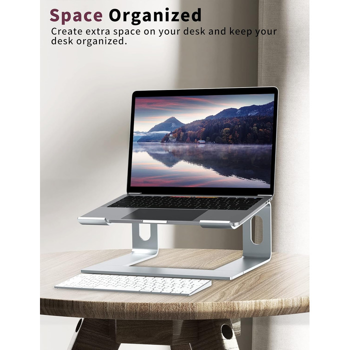 Підставка для ноутбука Alashi, алюмінієва, ергономічна, 10-15.6 дюймів (срібна)