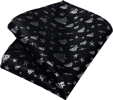 Шовкові краваткові комплекти DiBanGu на Різдво для чоловіків: краватка, нагрудна хустинка та запонки. Чорний колір, жаккардова тканина (7788)