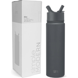 Simple Modern Trinkflasche mit Strohhalm und Chug-Deckel | Stainless Steel Insulated Water Bottle with Straw and Chug Lid for Sports, Gym | Summit | 950ml | Checkmate (651 ml, -Graphite)