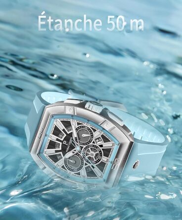 Чоловічий годинник-хронограф на кварцовому механізмі з японським годинниковим механізмом, 5ATM, корпус з нержавіючої сталі, ремінець з силікону (Blue3)