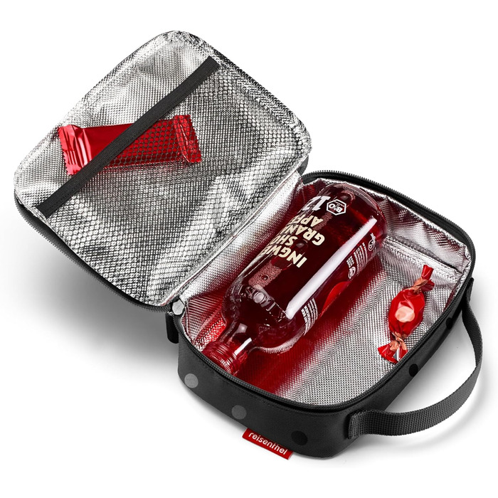 Термосумка Reisenthel Thermocase – компактна сумка-холодильник для косметики, ліків, перекусів та іншого – з водонепроникного матеріалу (Glossy Dots Black)
