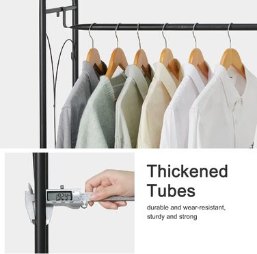 Metal Clothes Rack, Multifunctional Closet with 1 Clothes Rod and 3 Shelves, Coat Rack for Bedroom Dressing Room, 79×36×161cm