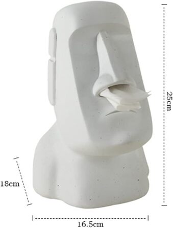 BIOSA Moai Tissue Box, Easter Island Tissue Box, Moai Cosmetic Tissue Box for Kitchen Bathroom Bedroom - 25x16.5x18cm