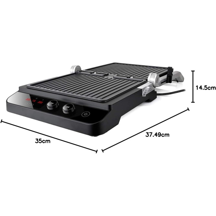 Електричний гриль та контактний гриль Black+Decker BXGR2200E 2200W - 2 у 1, LCD-дисплей, 29x26 см