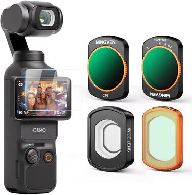 Набір фільтрів для DJI Osmo Pocket 3/4: Ширококутний об'єктив, CPL, Black Diffusion 1/4, ND4-128 (2-7 стопів)