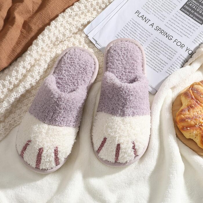 Домашні тапочки MAXTOP з м'якого плюшу у вигляді котячої лапки (фіолетовий, 40/41 EU)