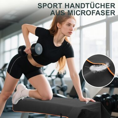 Набір спортивних рушників 2 шт. 120x50 см з кишенею на блискавці, мікрофібра, для фітнесу, тренувань, кемпінгу, подорожей (темно-сірий-жовтий)