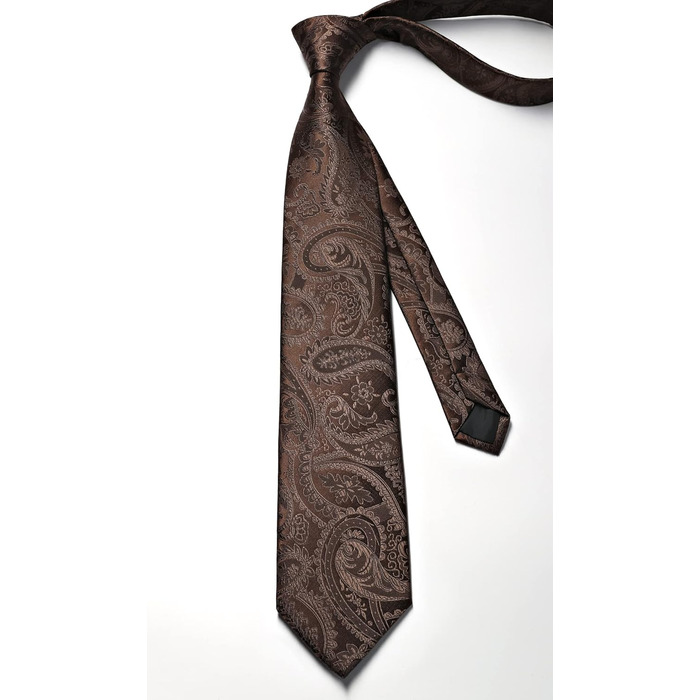 Набір краваток та нагрудних хустинок Enlision для чоловіків: краватка, нагрудна хустинка, краватоклямер. Paisley, в клітинку, коричневий, універсальний розмір