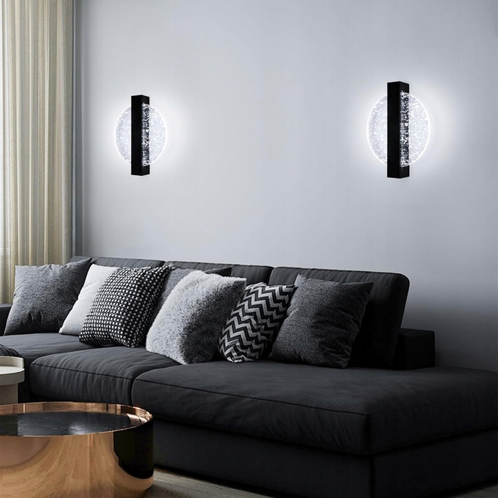 Стіна LED-бра AjieQaQ чорне, сучасне, внутрішнє, 12Вт, 1500Лм