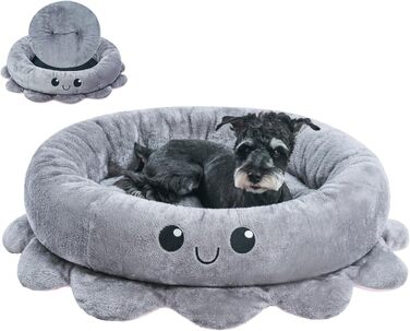 Кругле ліжко для собак та котів Jiupety Boho, рожеве/сіре, XL, знімний коврик, для великих собак