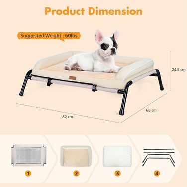 Ортопедичне ліжко для собак середнього розміру, 2-в-1, для вулиці, овальне, з кишенькою, сіре (бежеве, S)