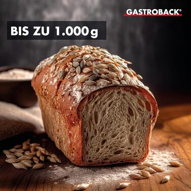 Хлібопечка GASTROBACK Advance - повністю автоматична хлібопекарня з 18 програмами (вкл. йогурт), таймером, відсіком для інгредієнтів, оглядовим вікном, бротавтоматом / хлібопекарня з нержавіючою сталлю, для 1 особи