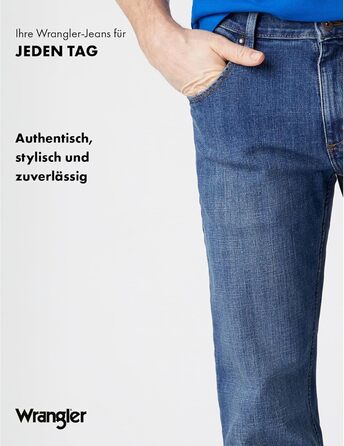 Джинси чоловічі Wrangler Straight Regular Fit, середньої посадки, синьо-чорні, розмір W30-W44 / 32W-36L, Mid Stone