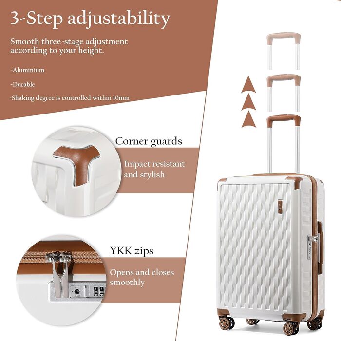 Набір валіз Sea Choice: 4 шт. (55/65/75 см) з жорсткими корпусами, захистом кутів, TSA-замком, білий