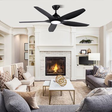 Стеляний вентилятор Newday 153см, чорний з підсвіткою та пультом, 5 лопастей, DC мотор, регулювання швидкості, таймер, для дому