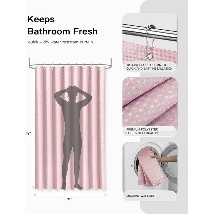 Набір для ванної кімнати IMAVO Pinkes, 26 предметів: аксесуари, душова завіса, килимки, відро, піднос, дозатор мила, мильниця, тримач для зубних щіток, стаканчик для щіток, рожевий