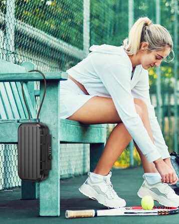 Brifit Сейф для зберігання цінностей на пляжі/в подорожах, вологостійкий, з кодовим замком, сталевий трос 6.3 мм (23.5x13.5x5.8 см), чорний, для дому, офісу, авто