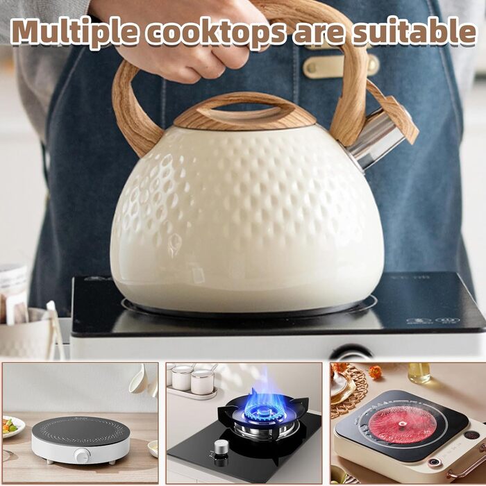 Сучасний чайник-заварник Induktion 3L з нержавіючої сталі з дерев'яною ручкою, для плити, чайник для чаю та кави