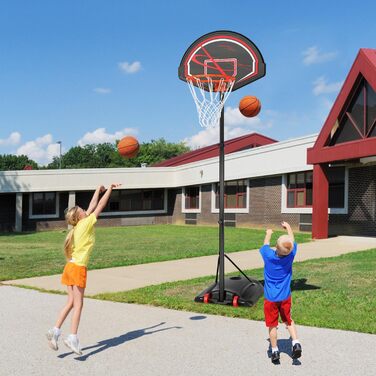 Yaheetech Portable Outdoor Basketball Hoop Stand with Wheels - Adjustable Height 217-277cm Black