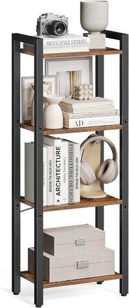 VASAGLE 4-Tier Regal - Vintagebraun & Tintenschwarz