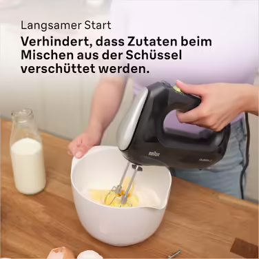 Braun Household MultiMix 2 HM2110BK Hand Mixer - Handheld Mixer with 4 speed settings plus Turbo, FastMix Technology, EasyClick, incl. whisk and dough hooks, one-hand operation, 500W, Black Black MultiMix 2 - incl. whisk & dough hooks