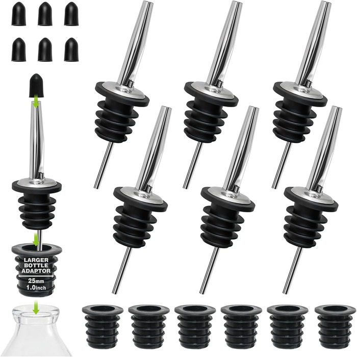 Виливники для пляшок BALTRE (6 шт) з 6 адаптерами: для олії, вина, оцту, сиропу