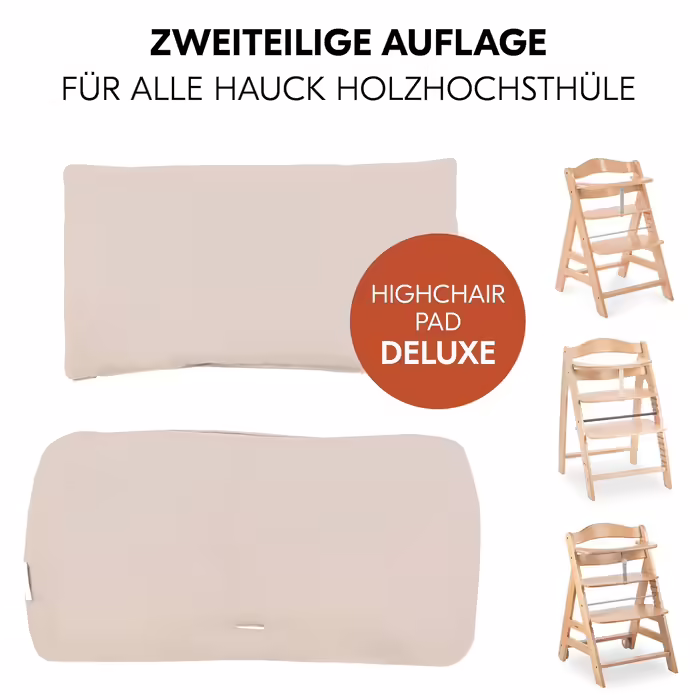 hauck 2-piece Deluxe Seat Cushion for Alpha Highchair - Seat Cushion/Seat Liner/Highchair Cushion (Beige)