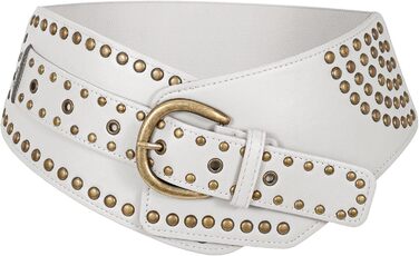 Жіночий вінтажний широкий еластичний ремінь JASGOOD з пряжками, 95/85 см, для талії 93-104/80-92 см