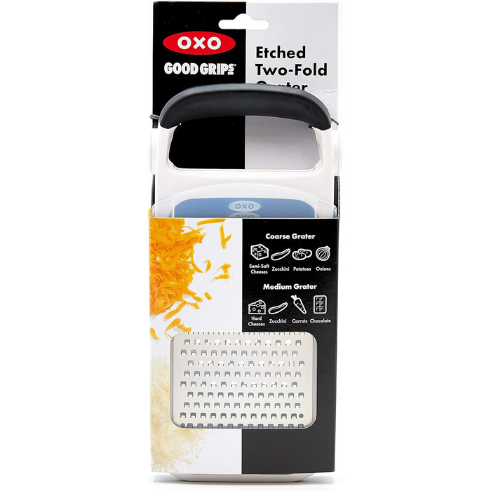 OXO Good Grips Чотирикутна тертка з підсітником з штампованої нержавіючої сталі – для овочів та іншого (подвійна тертка)