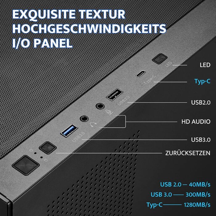 darkFlash DS900: Чорний корпус для ПК ATX Mid-Tower з 4 RGB вентиляторами, підтримка водяного охолодження 360mm, Type-C