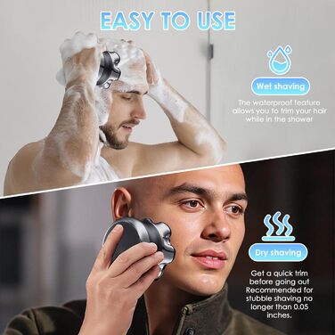 Електрична бритва Glatzen для чоловіків з плаваючою головкою, LED-дисплеєм, 2 режимами, Type-C зарядкою, водонепроникна, чорна