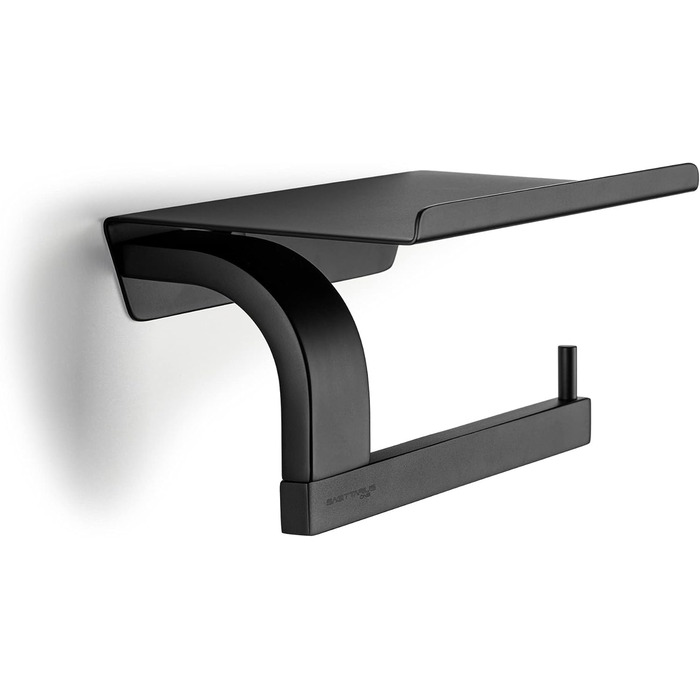 Sagittarius One 160S1 Stainless Steel Toilet Paper Holder with Shelf - Matte Black | Phone Shelf | WC Paper Holder | Toilet Paper Dispenser