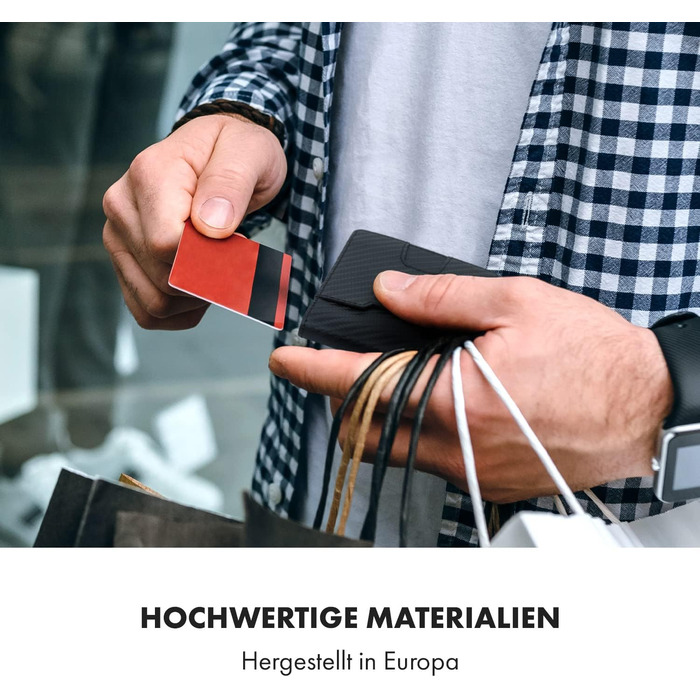 Портмоне ZNAP® Slim Wallet: картхолдер для чоловіків з RFID захистом (Flapp Carbon, 8 карт)