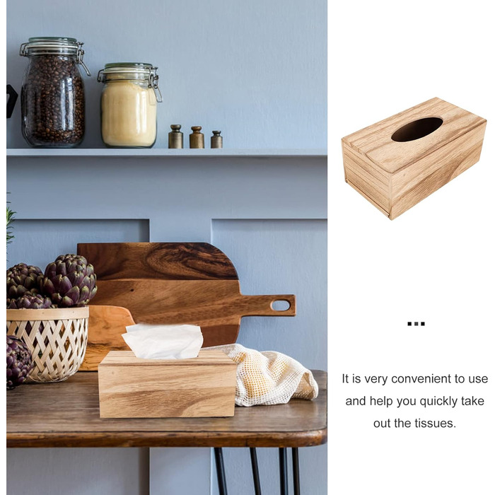 Cabilock 1 Piece Tissue Box Facial Tissue Box Wooden Cosmetic Tissue Box Paper Towel Box Tissue Box Dispenser for Office Kitchen Living Room Bedroom Desk