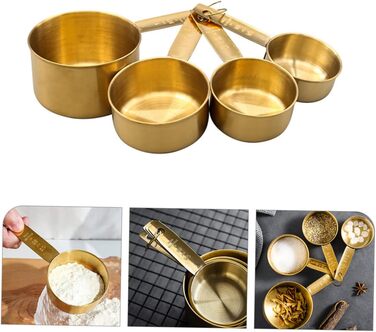 BESTOYARD 2 Sets Stainless Steel Measuring Spoons Rustproof Measuring Spoons Tablespoons Measuring Spoons Measuring Cups Micro Scoop Measuring Scoop Measuring Cups Baking Stainless Steel Golden 4 Pieces * 2
