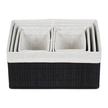 Relaxdays Bamboo Storage Baskets - 6 Piece Set