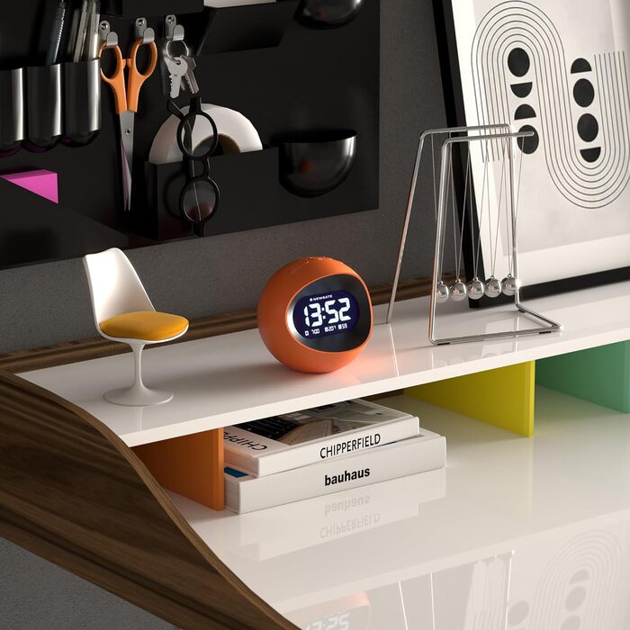 NEWGATE® Digital Centre of the Earth Alarm Clock (Orange with Black LCD Display)
