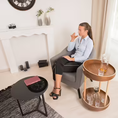 Relaxdays Side Table Glass and Metal Round