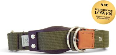 WowWow Professional Dog Collar with Leash - Khaki - Size M 37-46 cm, 195g light, innovative collar with integrated leash - known from 'The Lion's Den'
